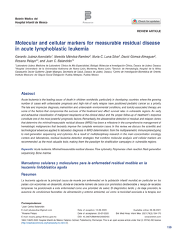 Molecular and Cellular Markers for Measurable Residual Disease in Acute Lymphoblastic Leukemia