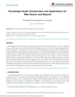 Knowledge Graph Construction and Applications for Web Search and Beyond