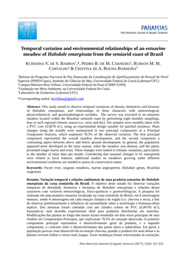 Temporal Variation and Environmental Relationships of an Estuarine Meadow of Halodule Emarginata from the Semiarid Coast of Brazil