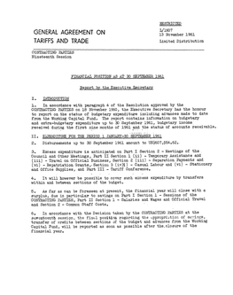 GENERAL AGREEMENT on 13 November 1961 TARIFFS and TRADE Limited Distribution