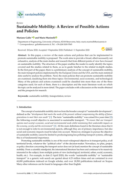 Sustainable Mobility: a Review of Possible Actions and Policies