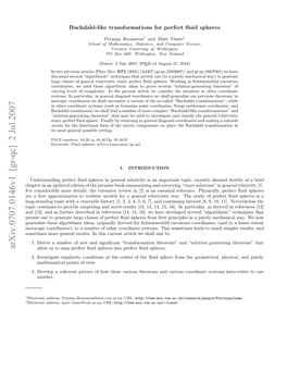 Arxiv:0707.0146V1 [Gr-Qc] 2 Jul 2007 † ∗ Oeie Oegnrlrsls Nti Urn Ril Esalaim Shall We Article Current This System in Coordinate Results