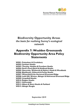 Biodiversity Opportunity Areas: the Basis for Realising Surrey’S Ecological Network