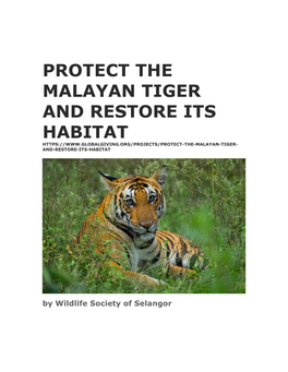 Protect the Malayan Tiger and Restore Its Habitat And-Restore-Its-Habitat