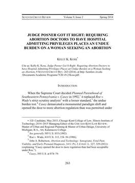 Requiring Abortion Doctors to Have Hospital Admitting Privileges Places an Undue Burden on a Woman Seeking an Abortion