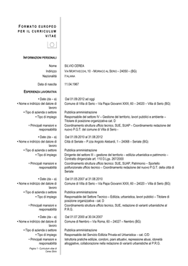 Formato Europeo Per Il Curriculum Vitae