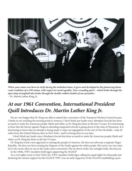 At Our 1961 Convention, International President Quill Introduces Dr