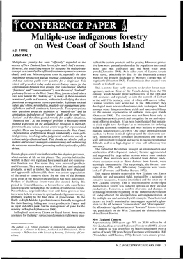 Multiple-Use Indigenous Forestry on West Coast of South Island A.J
