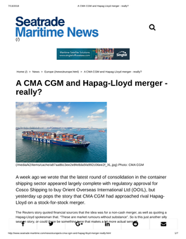 A CMA CGM and Hapag-Lloyd Merger - Really?