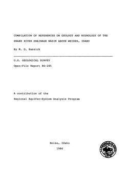 By M. D. Bassick a Contribution of the Regional Aquifer-System Analysis