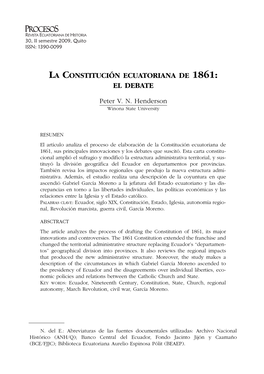 La Constitución Ecuatoriana De 1861: El Debate