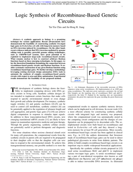 Logic Synthesis of Recombinase-Based Genetic Circuits Tai-Yin Chiu and Jie-Hong R
