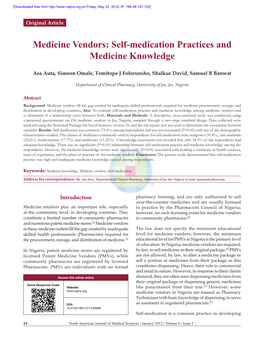 Self-Medication Practices and Medicine Knowledge