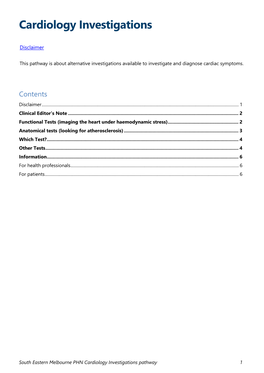 Cardiology Investigations