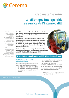 La Billettique Interopérable Au Service De L'intermodalité