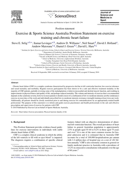 Exercise Training and Chronic Heart Failure Steve E