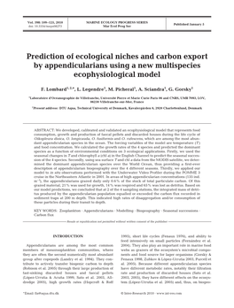 Prediction of Ecological Niches and Carbon Export by Appendicularians Using a New Multispecies Ecophysiological Model