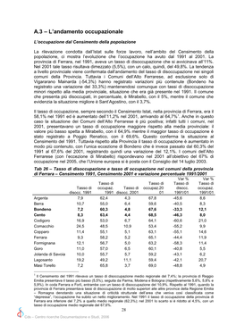 L'andamento Occupazionale