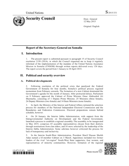 Report of the Secretary-General on Somalia