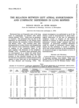 The Relation Between Left Atrial Hypertension and Lymphatic Distension in Lung Biopsies