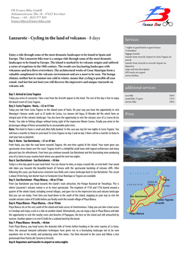 Lanzarote - Cycling in the Land of Volcanos - 8 Days Services