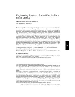 Engineering Burstsort: Toward Fast In-Place String Sorting