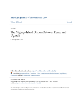 The Migingo Island Dispute Between Kenya and Uganda, 42 Brook