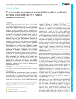 Pygmy Mouse Songs Reveal Anatomical Innovations Underlying Acoustic Signal Elaboration in Rodents Tobias Riede1,* and Bret Pasch2