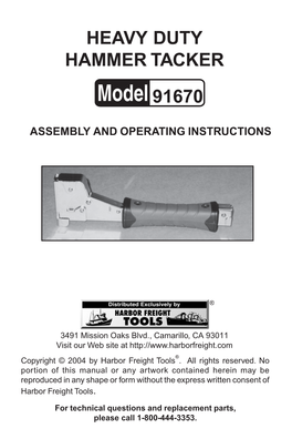 91670 Hammer Tacker Manual