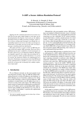 S-ARP: a Secure Address Resolution Protocol∗