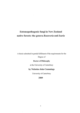 Entomopathogenic Fungi in New Zealand Native Forests: the Genera Beauveria and Isaria