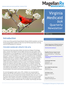 Virginia DUR Quarterly Newsletter