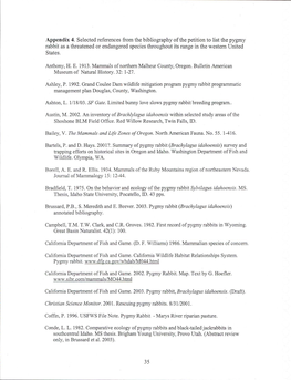 Appendix 4. Selected References from the Bibliography of the Petition to List