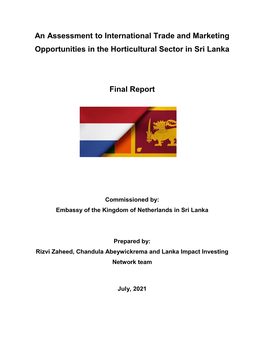 Opportunities in the Horticultural Sector in Sri Lanka