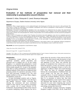 Original Article Evaluation of Two Methods of Preoperative Hair