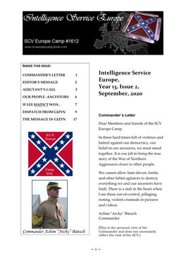 Intelligence Service Europe, Year 13, Issue 2, September, 2020