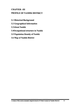 CHAPTER -III PROFILE of NASHIK DISTRICT 3.1 Historical