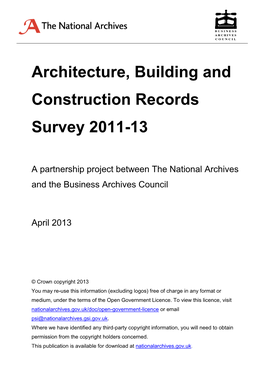 Architecture, Building and Construction Records Survey 2011-13