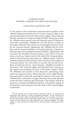 TOWARD a HISTORY of UMAYYAD LEGACIES Antoine Borrut