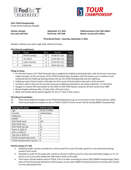 2021 TOUR Championship (Finale of the Fedexcup Playoffs)