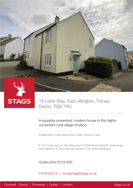 16 Lister Way, East Allington, Totnes, Devon, TQ9 7RU