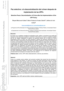 Paz Selectiva: a La Descentralización Del Crimen Después De Implantación De Las Upps