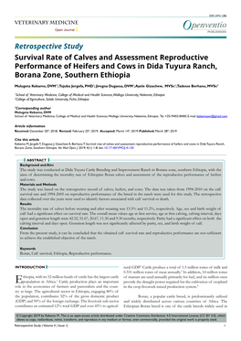 Survival Rate of Calves and Assessment Reproductive Performance of Heifers and Cows in Dida Tuyura Ranch, Borana Zone, Southern Ethiopia