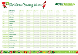 Christmas Opening Hours