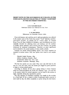 Short Note on the Occurrence of Cumacea in the Surface Plankton Collected at 