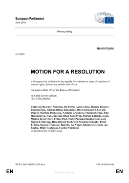 En En Motion for a Resolution