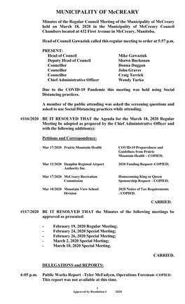 MUNICIPALITY of Mccreary