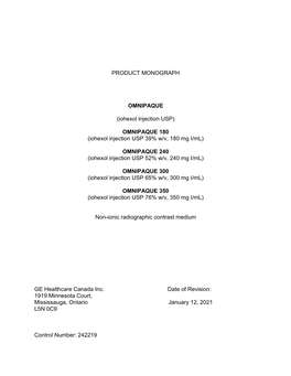 (Iohexol Injection USP 39% W/V, 180 Mg I/Ml) OMNIPAQUE