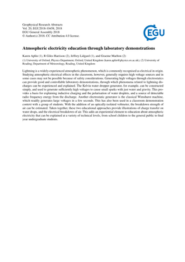 Atmospheric Electricity Education Through Laboratory Demonstrations