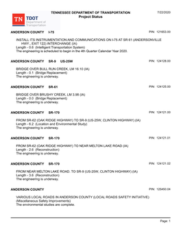 Legislative Status Report